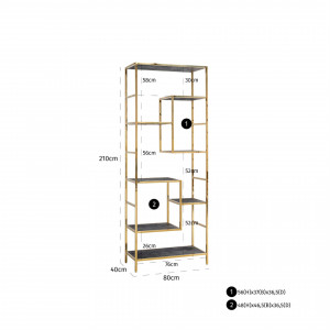BLACKBONE exkluzív polc - 210cm - arany/ezüst