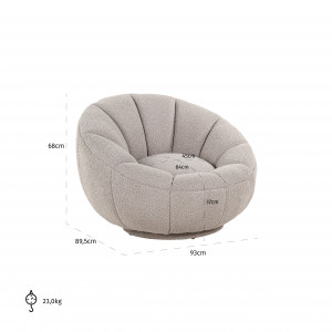 VALENTINA design forgófotel - taupe/fehér