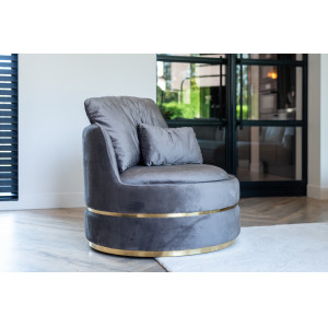 KYLIE design bársony fotel - fekete/taupe/szürke