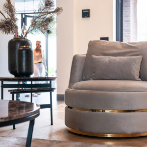KYLIE design bársony fotel - fekete/taupe/szürke
