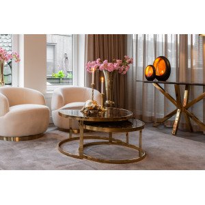 KONRAN-II design dohányzóasztal - 90cm Kő