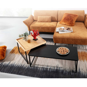LAMONA design dohányzóasztal szett- fekete/tölgy