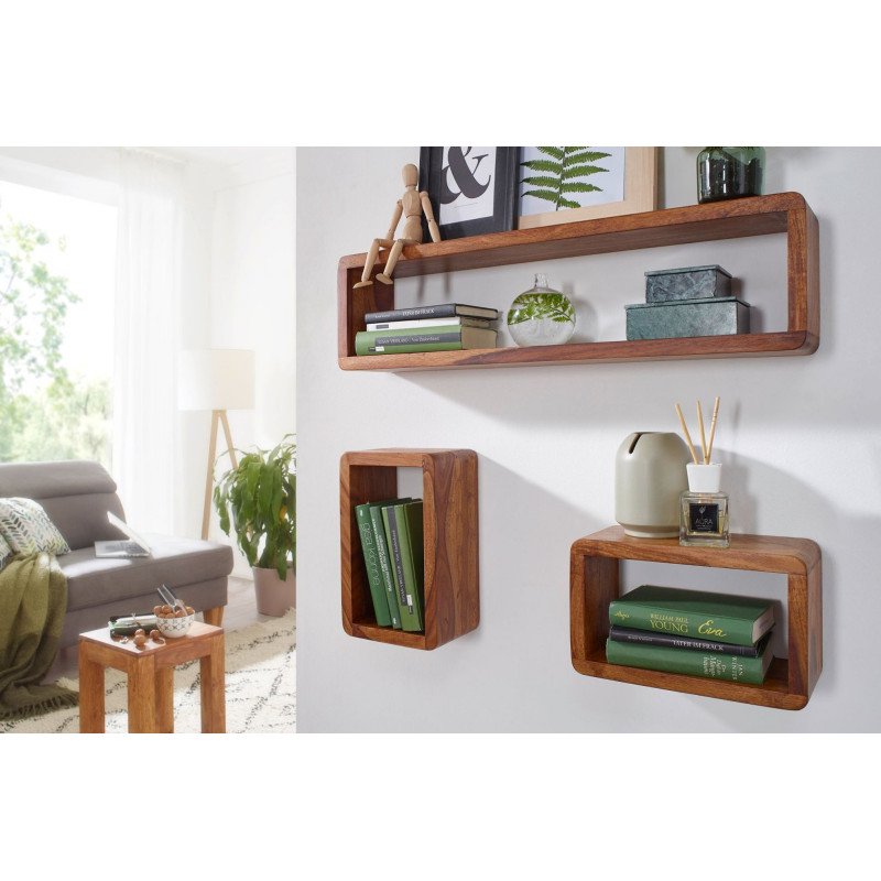 GOA tömör rózsafa fali polc szett