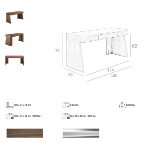 ESQUINA exkluzív dió íróasztal - 160cm