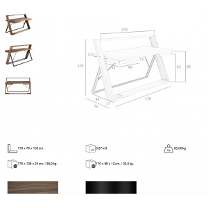 CRUZAR exkluzív dió íróasztal - 170cm