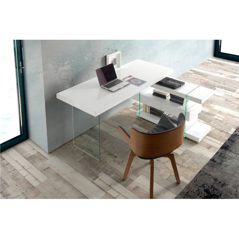 SPIRIT design üveg íróasztal - 140cm - fehér