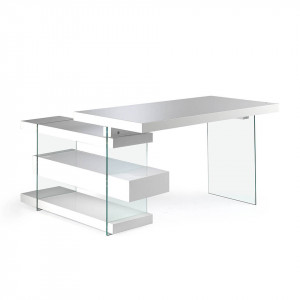 SPIRIT design üveg íróasztal - 140cm - fehér