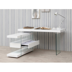 SPIRIT design üveg íróasztal - 140cm - fehér