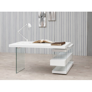 SPIRIT design üveg íróasztal - 140cm - fehér