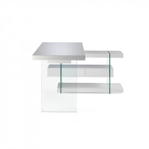 SPIRIT design üveg íróasztal - 140cm - fehér