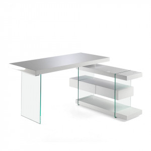 SPIRIT design üveg íróasztal - 140cm - fehér