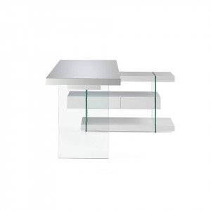 SPIRIT design üveg íróasztal - 140cm - fehér