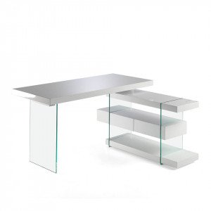 SPIRIT design üveg íróasztal - 140cm - fehér