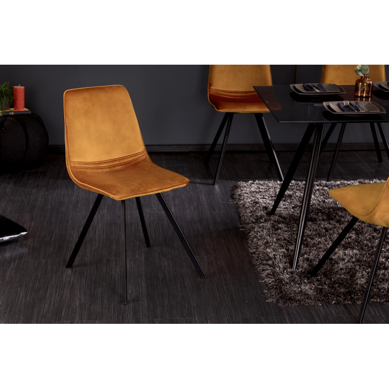 INDIANA design bársony szék - mustár