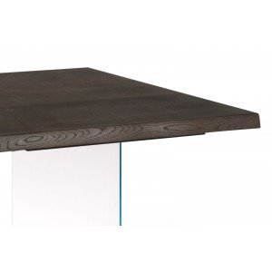 VOLARE sötét tölgyfa dekor design étkezőasztal üveg lábakkal