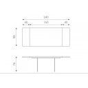 VOLARE sötét tölgyfa dekor bővíthető design étkezőasztal üveg lábakkal