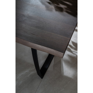 PONTE tölgyfa furnér design étkezőasztal - sötét tölgy/fekete