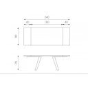 PONTE tölgyfa furnér bővíthető design étkezőasztal - sötét tölgy/fekete