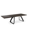 PONTE tölgyfa furnér bővíthető design étkezőasztal - sötét tölgy/fekete