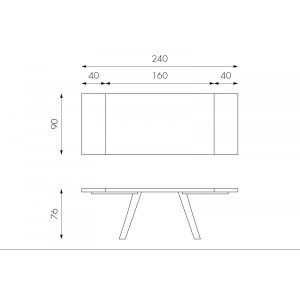 PONTE tölgyfa furnér bővíthető design étkezőasztal - sötét tölgy/fekete