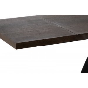 PONTE tölgyfa furnér bővíthető design étkezőasztal - sötét tölgy/fekete
