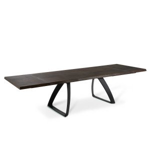 PONTE tölgyfa furnér bővíthető design étkezőasztal - sötét tölgy/fekete