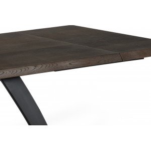 PONTE tölgyfa furnér bővíthető design étkezőasztal - sötét tölgy/fekete