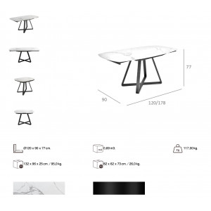 PANILLO bővíthető kerámia design étkezőasztal