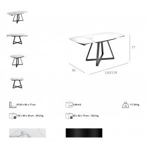 PANILLO bővíthető kerámia design étkezőasztal