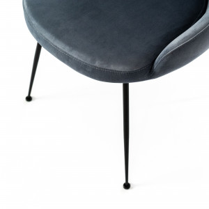 NANDY design bársony szék - szürke/kék