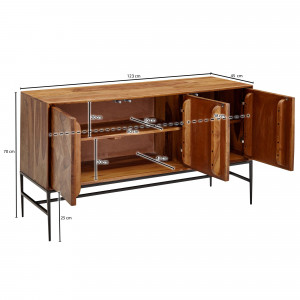 LOURES tömör rózsafa komód - 123cm