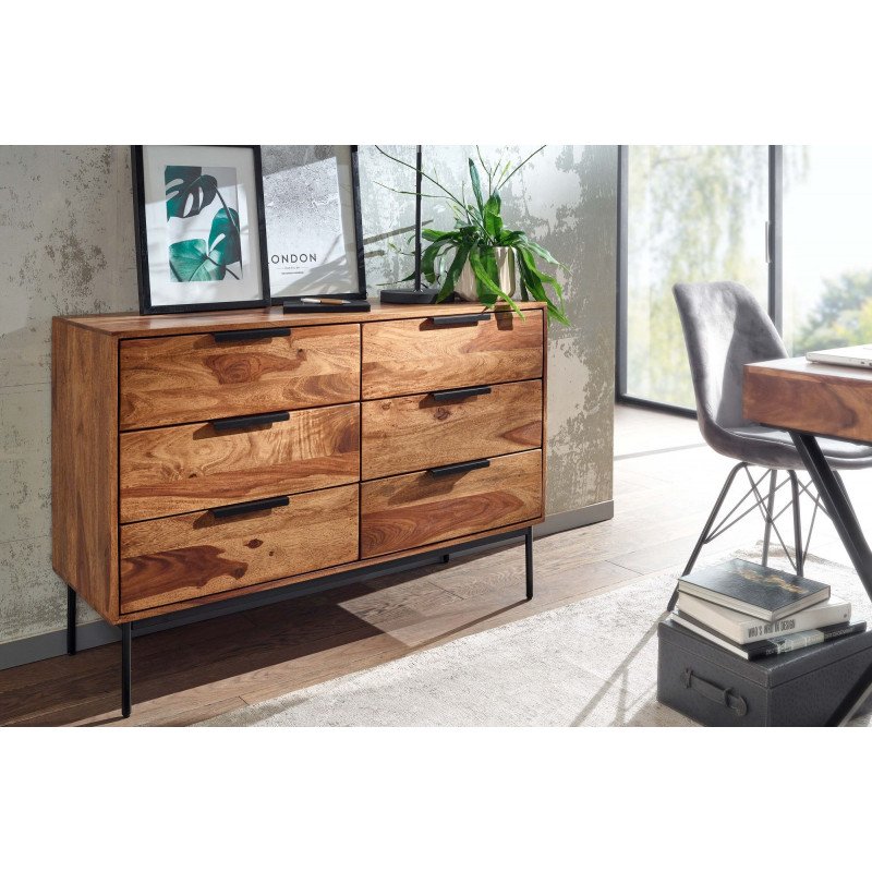 LAMEGO tömör rózsafa fiókos komód - 117cm