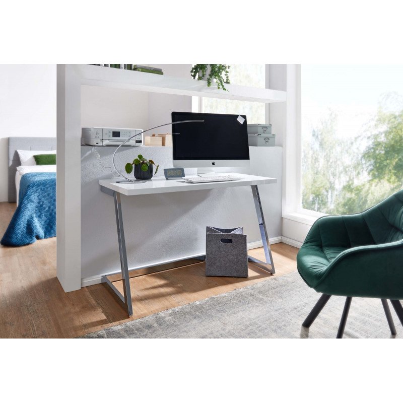 MUSETT design íróasztal - 120cm - fehér/ezüst