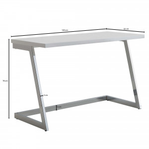 MUSETT design íróasztal - 120cm - fehér/ezüst