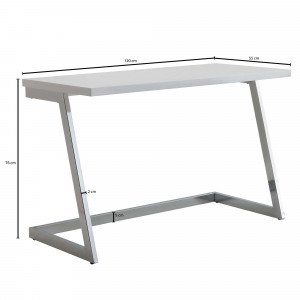 MUSETT design íróasztal - 120cm - fehér/ezüst