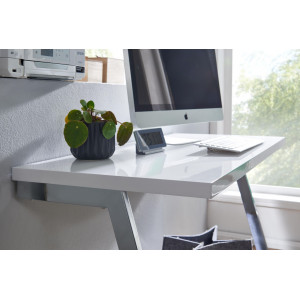 MUSETT design íróasztal - 120cm - fehér/ezüst