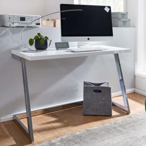 MUSETT design íróasztal - 120cm - fehér/ezüst