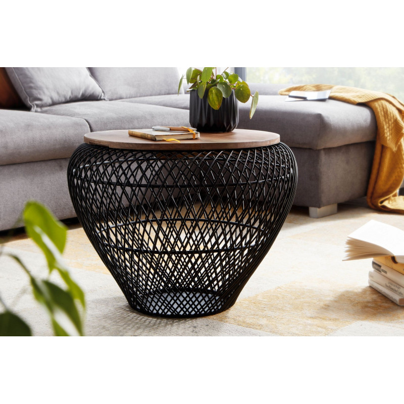ELONE modern dohányzóasztal - fekete - 60cm