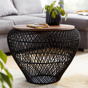 ELONE modern dohányzóasztal - fekete - 60cm