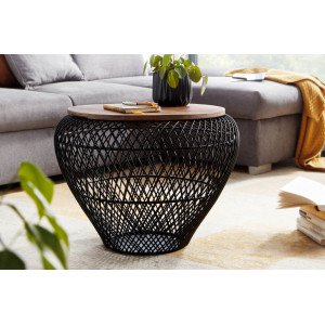 ELONE modern dohányzóasztal - fekete - 60cm Fém