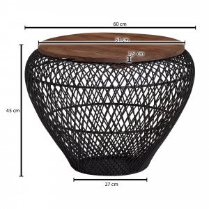 ELONE modern dohányzóasztal - fekete - 60cm