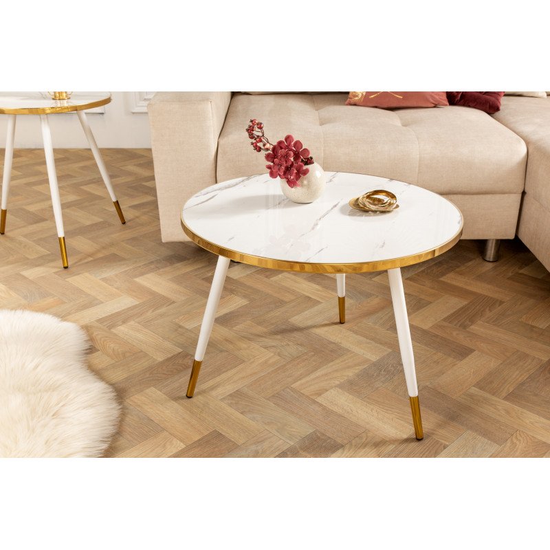 PARIS design dohányzóasztal - fehér márvány dekor