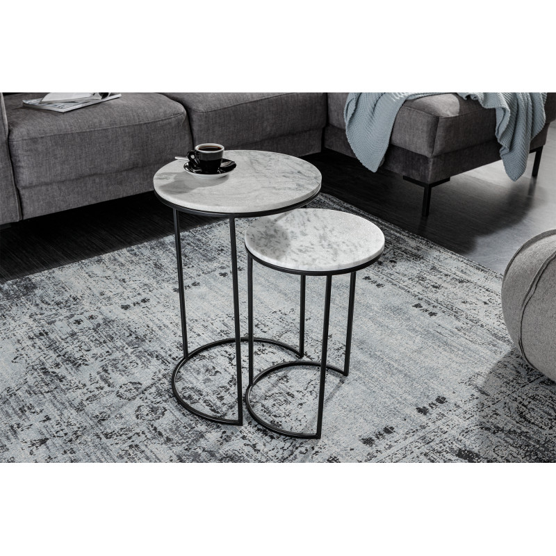 ELEMENTS design márvány lerakóasztal - szürke/fekete