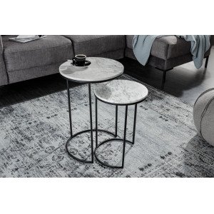 ELEMENTS design márvány lerakóasztal - szürke/fekete INVICTA