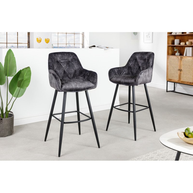 MILAN modern bársony bárszék - szürke