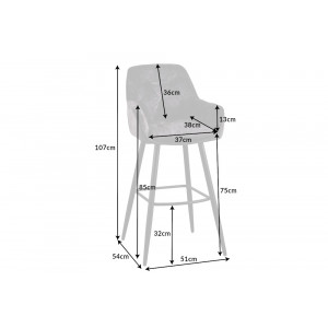 MILAN modern bársony bárszék - szürke