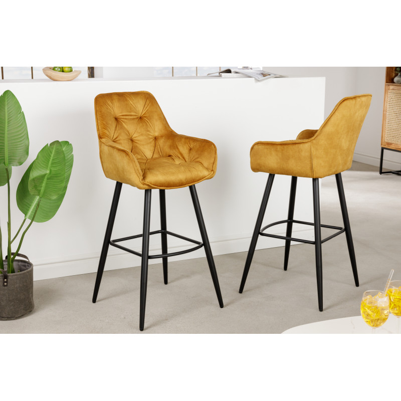 MILAN modern bársony bárszék - sárga MILAN modern bársony bárszék - sárga