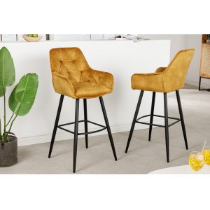 MILAN modern bársony bárszék - sárga INVICTA