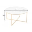 ELEGANCE modern dohányzóasztal -80cm-  fehér/arany