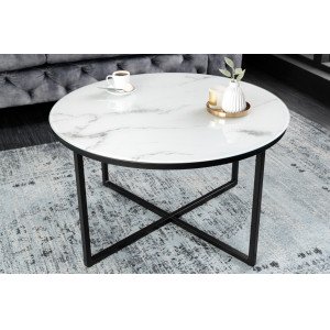 ELEGANCE modern dohányzóasztal -80cm- fehér/fekete INVICTA